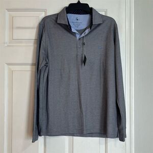 TailorByrd Men's XL Gray Long Sleeve Polo Shirt Casual Collared Top